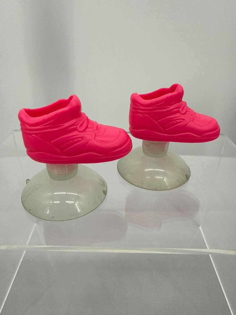 Vintage 90s Barbie Suction Cup Workout Shoes Hot Pink High Top Doll Sneakers